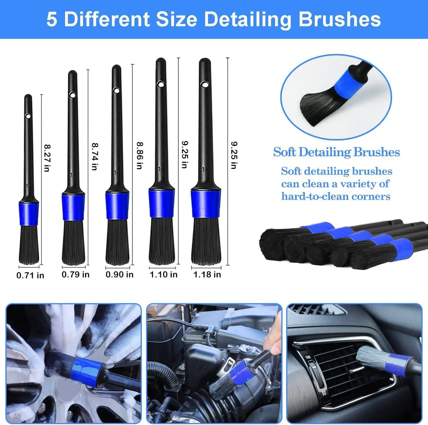 Lux Auto Car Detailing Brush Set - 26-Piece Drill Kit