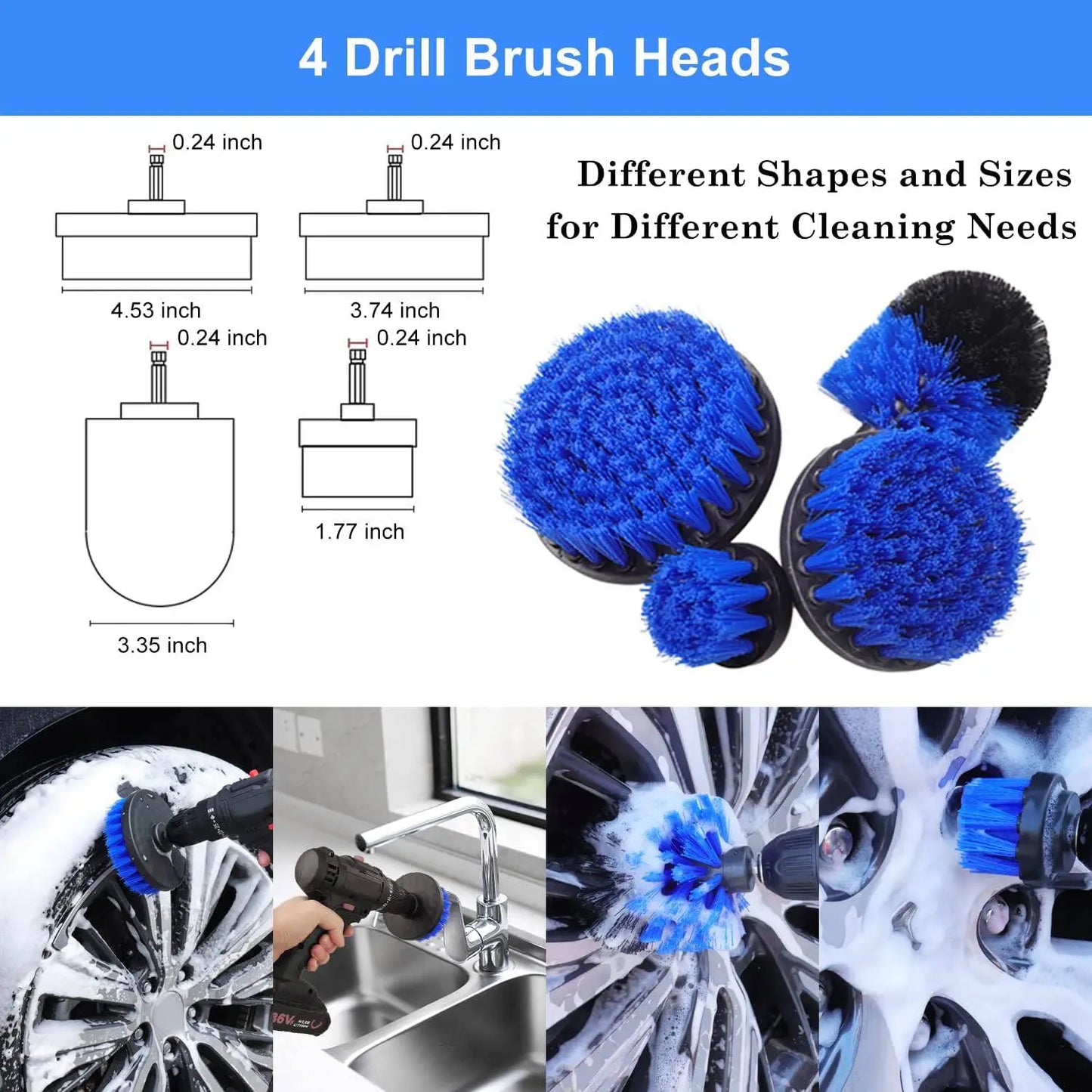 Lux Auto Car Detailing Brush Set - 26-Piece Drill Kit