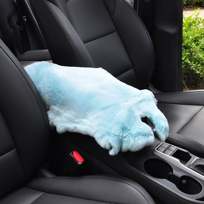 Car Mats Winter Rex Rabbit Fur Cars Armrest Cushion Center Armrests Box Mat Outdoor Travel Throw Pillows Plush Cute Pillow