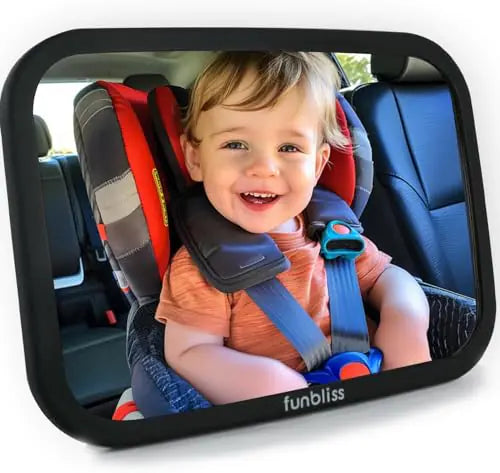 Funbliss Baby Car Mirror for Rear Facing Seat360° Rotation Safety CertifiedShatterproof Acrylic Glass Clear Wide ViewInfant Car Mirror for Car Seat Rear Facing