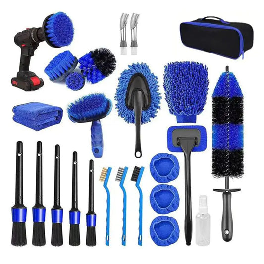 Lux Auto Car Detailing Brush Set - 26-Piece Drill Kit