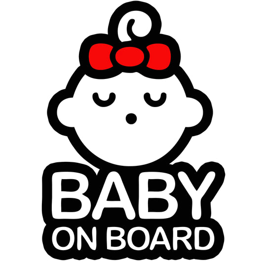 TOTOMO Baby on Board Sticker for Cars Funny Cute Safety Caution Decal Sign for Car Window and Bumper No Magnet - Sleeping Baby Girl with Ribbon